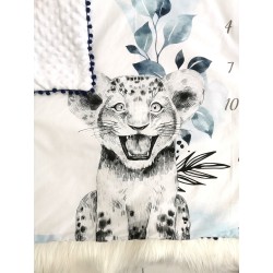 Couverture tapis bébé lion bleu