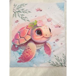 Couverture tortue rose unique enfant